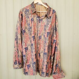 Thai Silk shirt Long Sleeve Button Down Shirt Size 3XL